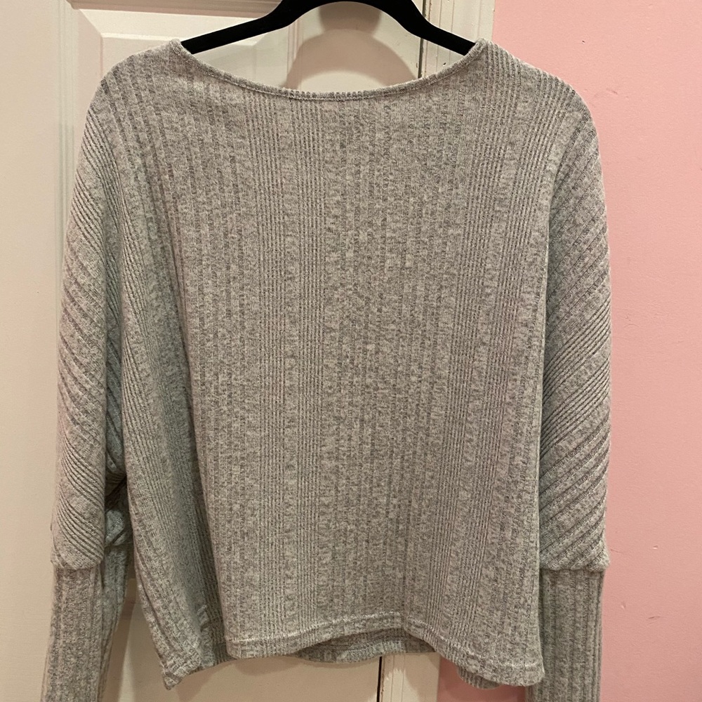 SHEIN- gray batwing sleeved rubbed tee